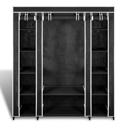  Dulap material textil compartimente și tije 45x150x176 cm negru  