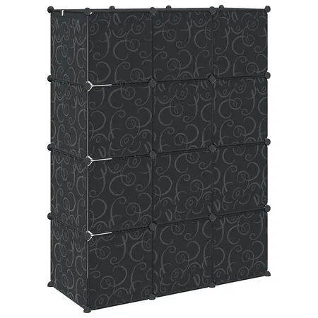  Dulap modular cu 9 compartimente, 109x36,5x143 cm, negru și alb 