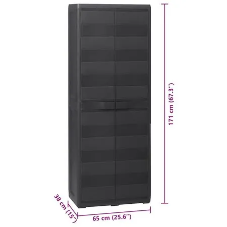  Dulap de depozitare pentru grădină, cu 3 rafturi, negru