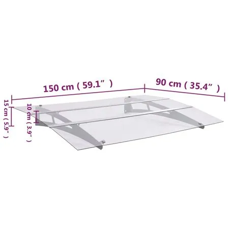  Baldachin ușă argintiu și transparent 150x90 cm PET