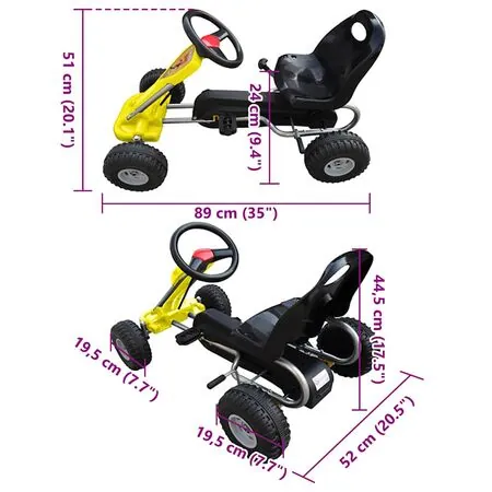  Kart cu pedale Go Kart, galben