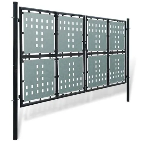  Poartă de gard cu o ușă, negru, 300x200 cm