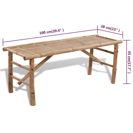  Masă pentru bere cu 2 bănci, 100 cm, bambus