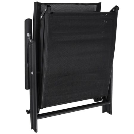  Șezlong de plajă pliabil, negru, aluminiu