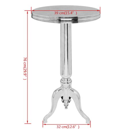  Masă laterală rotundă din aluminiu, argintiu