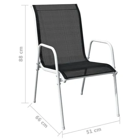  Set mobilier de exterior, 9 piese, negru, oțel
