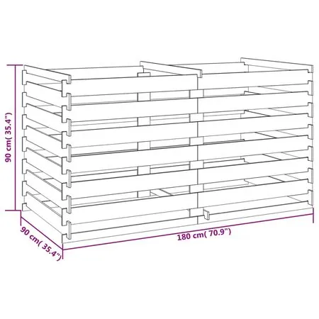  Compostor cu stinghii, 180x90x90 cm, lemn de pin tratat