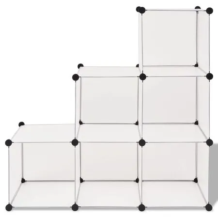  Dulap de depozitare tip cub, 6 compartimente, alb
