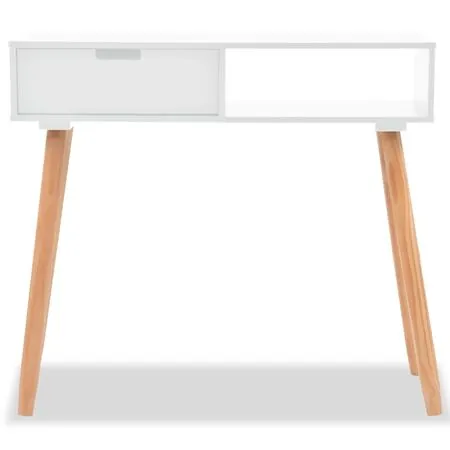  Masă consolă, lemn masiv de pin 80x30x72 cm, alb  