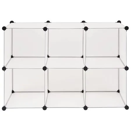  Dulap de depozitare tip cub, 6 compartimente, alb