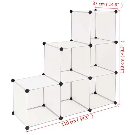  Dulap de depozitare tip cub, 6 compartimente, alb