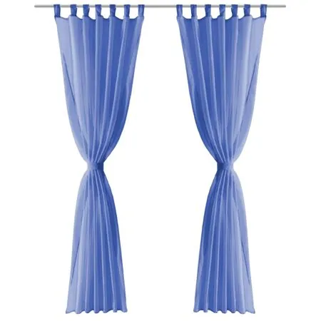  Draperii din voal, 2 buc., 140 x 225 cm, albastru regal