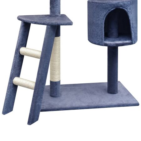  Ansamblu pisici, stâlpi cu funie sisal, 150 cm, albastru închis