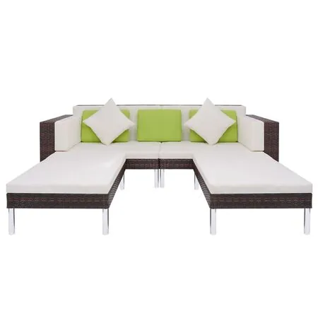  Set mobilier de grădină cu perne, 4 piese, maro, poliratan