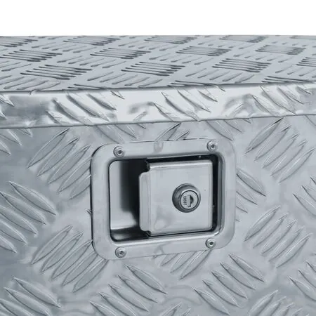  Cutie din aluminiu, 70 x 24 x 42 cm, formă trapez, argintiu