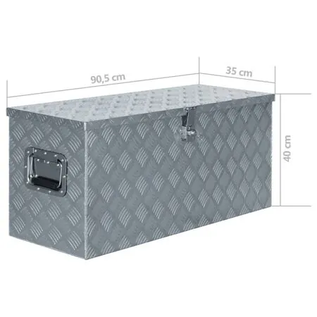 Cutie din aluminiu, 90,5 x 35 x 40 cm, argintiu