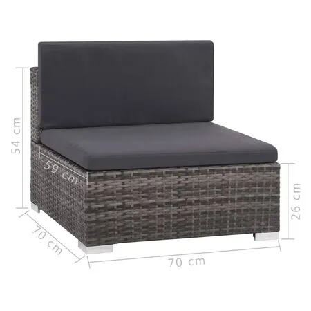 Set mobilier de grădină cu perne, 6 piese, gri, poliratan