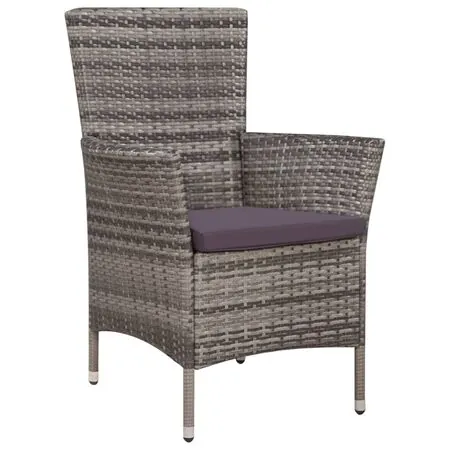  Set mobilier de exterior cu perne, 7 piese, gri, poliratan 