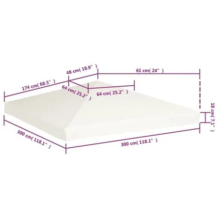  Acoperiș de pavilion, 310 g/m², alb crem, 3 x 3 m