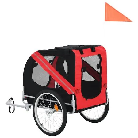  Remorcă de bicicletă pentru animale de companie, roșu & negru