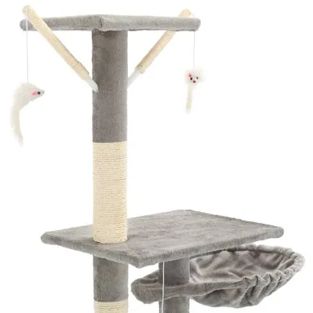  Ansamblu pentru pisici, stâlpi din funie sisal, 230-250 cm, gri