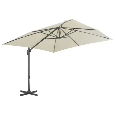  Umbrelă în consolă cu stâlp din aluminiu, nisipiu, 300x300 cm