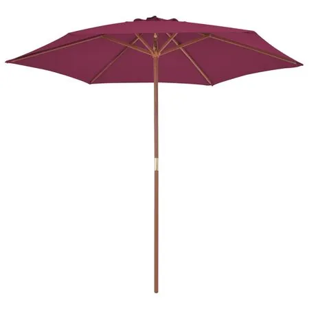  Umbrelă de soare de exterior, stâlp lemn, roșu bordo, 270 cm