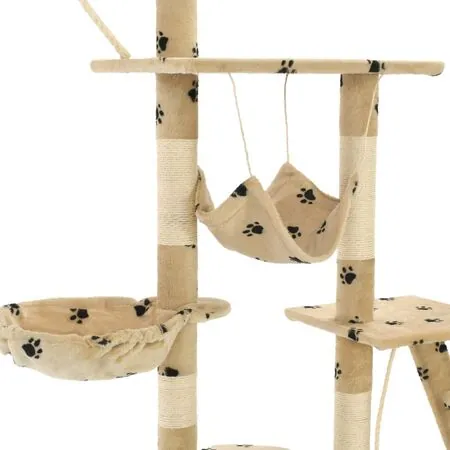  Ansamblu pisici cu funie sisal, 230-250 cm imprimeu lăbuțe, bej
