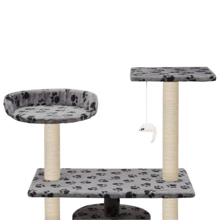  Ansamblu pisici, stâlpi funie sisal, 95 cm imprimeu lăbuțe Gri