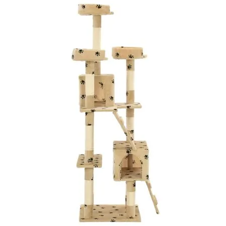  Ansamblu pisici cu funie sisal, 170 cm, imprimeu lăbuțe, bej