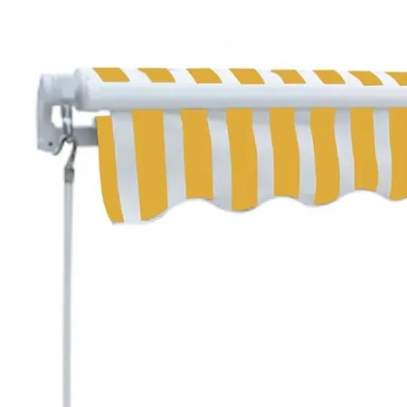  Copertină pliabilă, acționare manuală, 300 cm, galben/alb