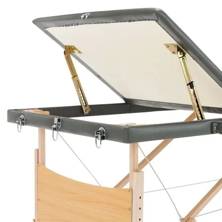  Masă de masaj cu 3 zone, cadru din lemn, antracit, 186 x 68 cm