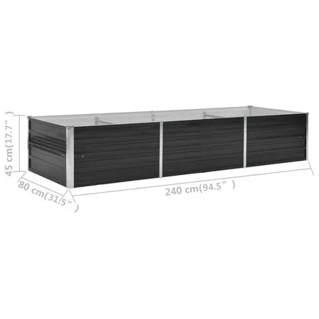  Strat înălțat de grădină antracit 240x80x45 cm oțel galvanizat
