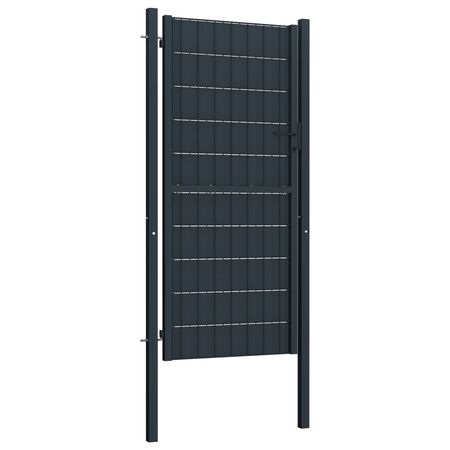  Poartă de gard, antracit, 100x164 cm, PVC și oțel