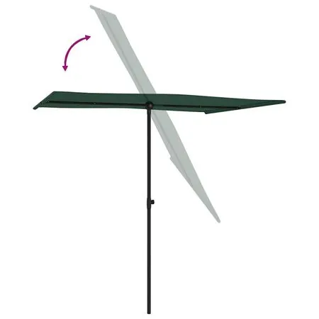  Umbrelă de soare de grădină, stâlp aluminiu, verde, 2x1,5 cm