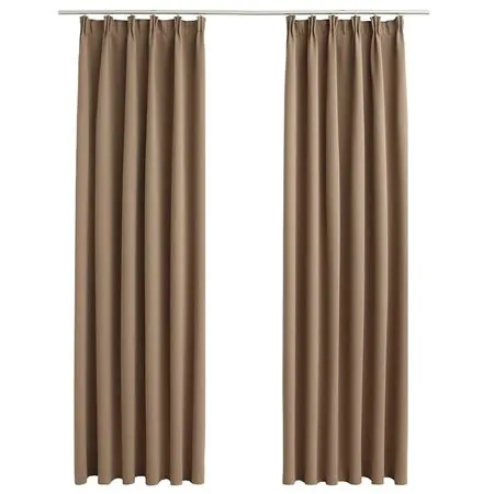  Draperii opace cu cârlige, 2 buc., gri taupe, 140 x 225 cm