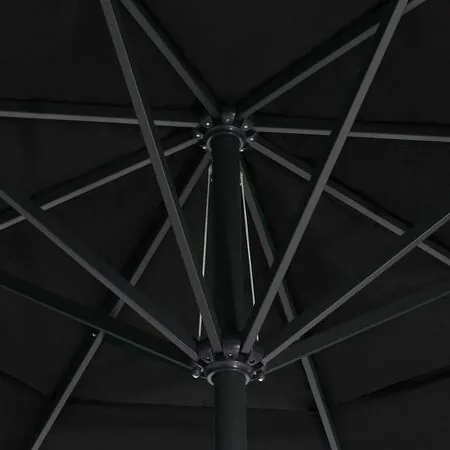  Umbrelă de soare de grădină, stâlp aluminiu, negru, 600 cm