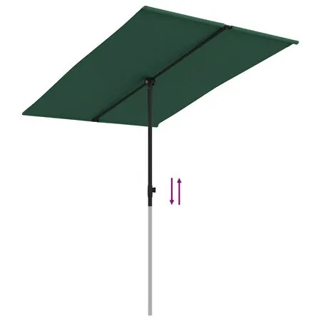  Umbrelă de soare de grădină, stâlp aluminiu, verde, 2x1,5 cm