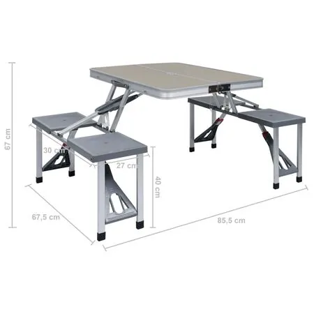  Masă de camping pliabilă cu 4 scaune, oțel și aluminiu