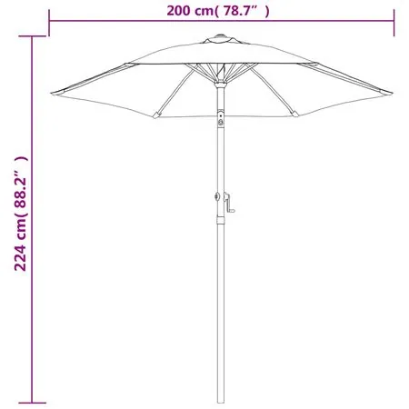  Umbrelă de soare, nisipiu, 200 x 224 cm, aluminiu