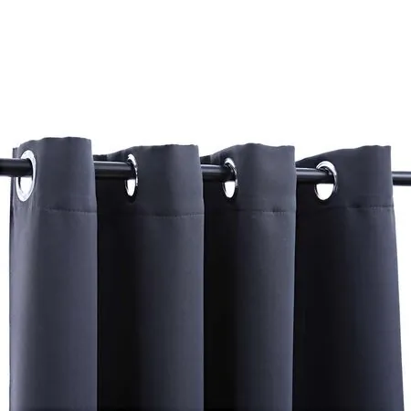  Draperii opace cu inele metalice, 2 buc, antracit, 140 x 175 cm