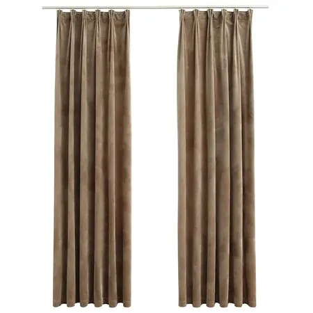  Draperii opace, 2 buc., bej, 140x225 cm, catifea, cu cârlige