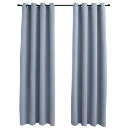  Draperii opace cu inele metalice, 2 buc., gri, 140 x 175 cm