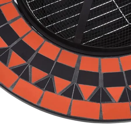  Masă cu vatră de foc, mozaic, cărămiziu și alb, 68 cm, ceramică