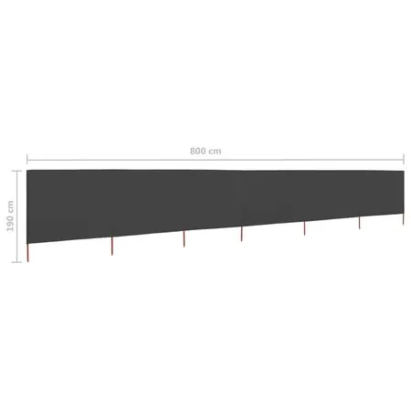  Paravan anti-vânt cu 6 panouri, antracit, 800 x 160 cm, textil