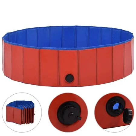 Piscină pentru câini pliabilă, roșu, 120 x 30 cm, PVC