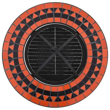  Masă cu vatră de foc, mozaic, cărămiziu și alb, 68 cm, ceramică