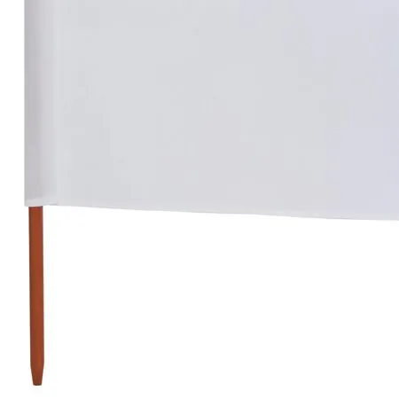  Paravan anti-vânt cu 5 panouri, alb nisipiu, 600x80 cm, textil