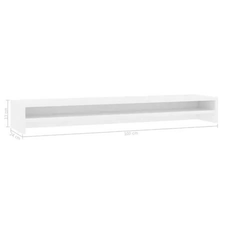  Suport monitor, alb, 100x24x13 cm, lemn prelucrat