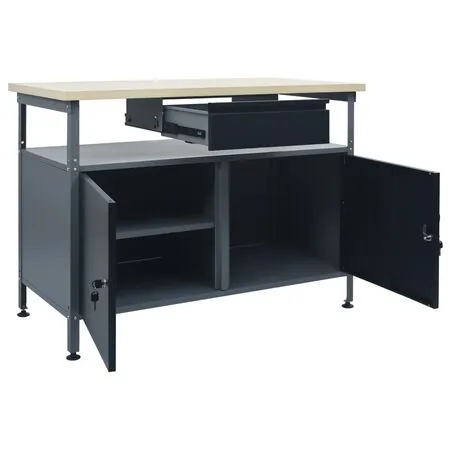  Banc de lucru, negru, 120 x 60 x 85 cm, oțel